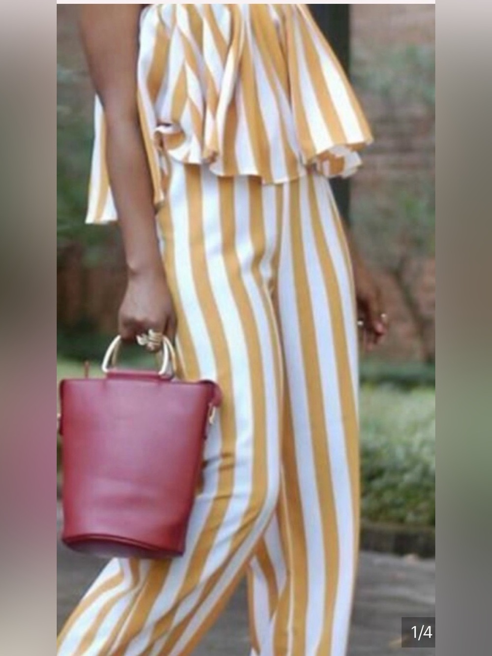 Yellow & White Striped Wide-Leg Set Like New